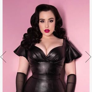 Vixen by Micheline Pitt- BAD GIRL BABYDOLL CROP TOP IN VEGAN LEATHER